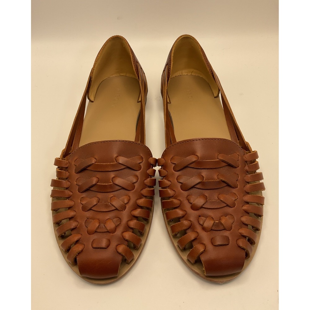 Nisolo Womens Huarache Sandals 9.5 Brown Leather Woven Fisherman Flats